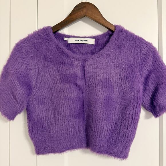 OVAL SQUARE Women’s SMALL Young Sweater Knit Crop Top Short Sleeve Anthropologie - Picture 6 of 12